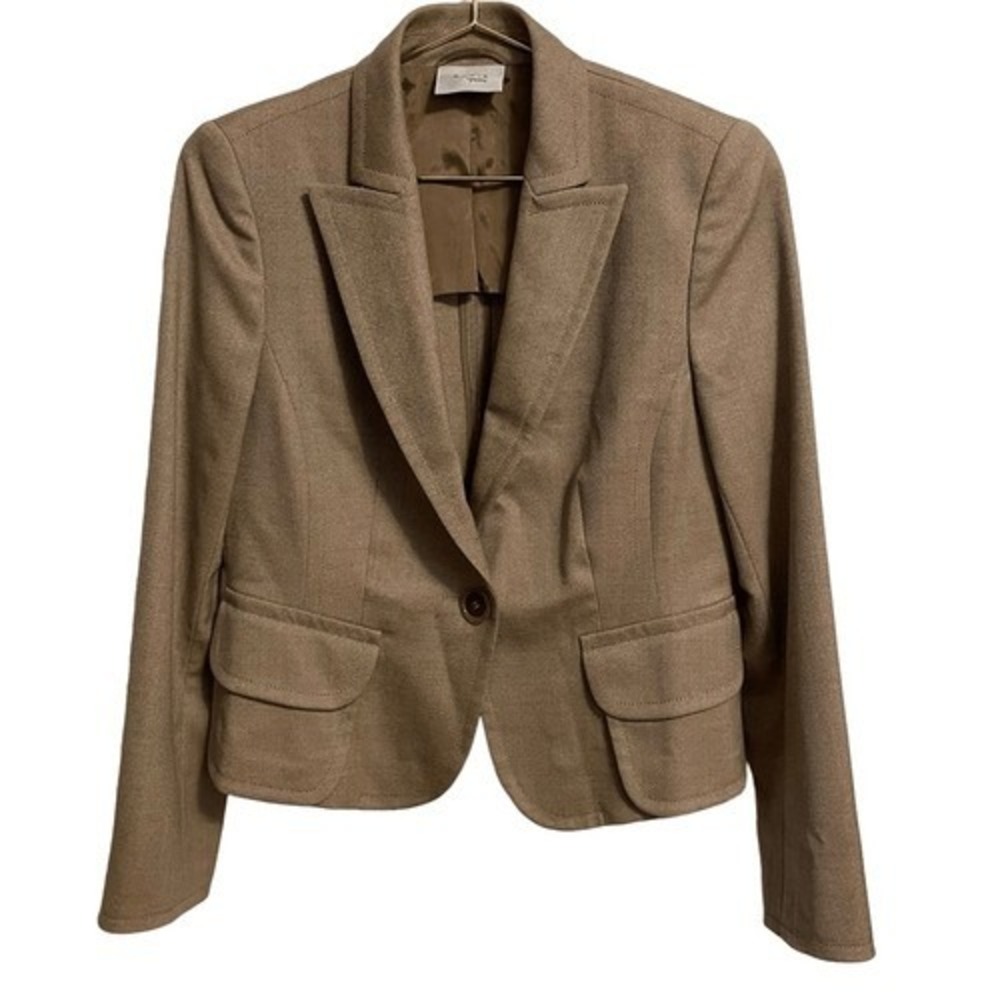 Akris Punto Womens Camel Brown Single Button Tailored Blazer Jacket Wool 8